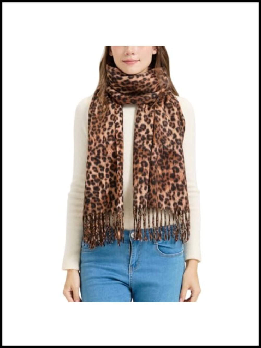Leopard Print Pashmina Scarf Wrap for Women Winter Cold Weather Fashion Shawl